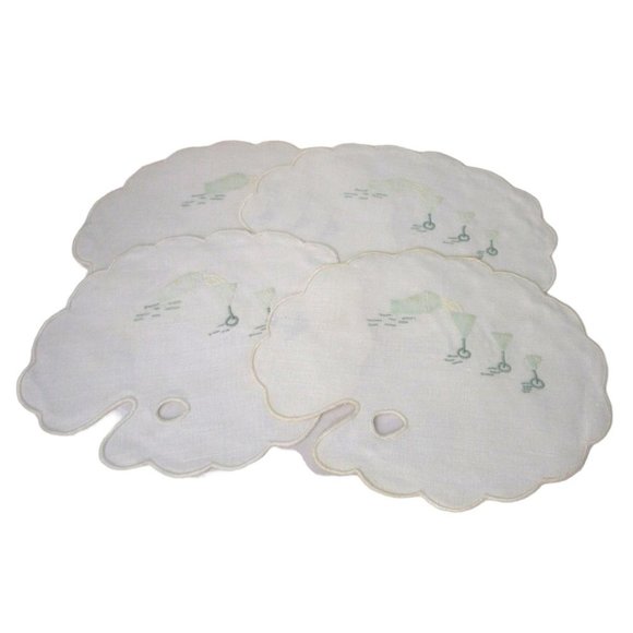 Vintage Martini Shaker Artist Palette Cocktail Napkin Applique Embroidery GUC - Picture 1 of 16